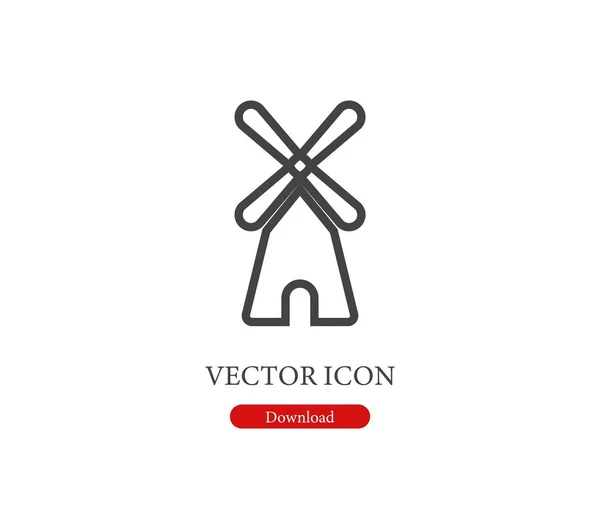 Molino Viento Icono Vector Símbolo Línea Estilo Arte Para Elementos — Vector de stock