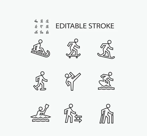Simple Set People Related Vector Line Icons Contains Icons Hiking — Stock Vector