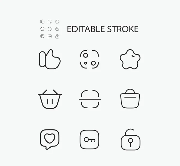 Simple Set Related Vector Line Icons Contains Icons Star Shopping — Stock Vector