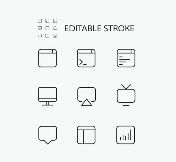 Simple Set Technology Related Vector Line Icons Contains Icons Data — Stock Vector