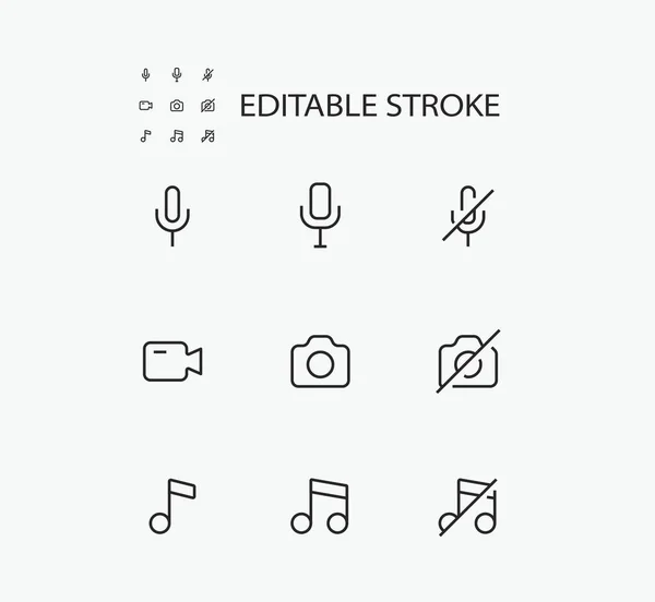 Simple Set Technology Related Vector Line Icons Contains Icons Audio — Stock Vector