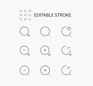 Aramayla İlgili Basit Vektör Satır Simgeleri Kümesi. Arama ve daha fazlası gibi simgeler içerir. Düzenlenebilir Vuruş. 72x72 Piksel Mükemmel.