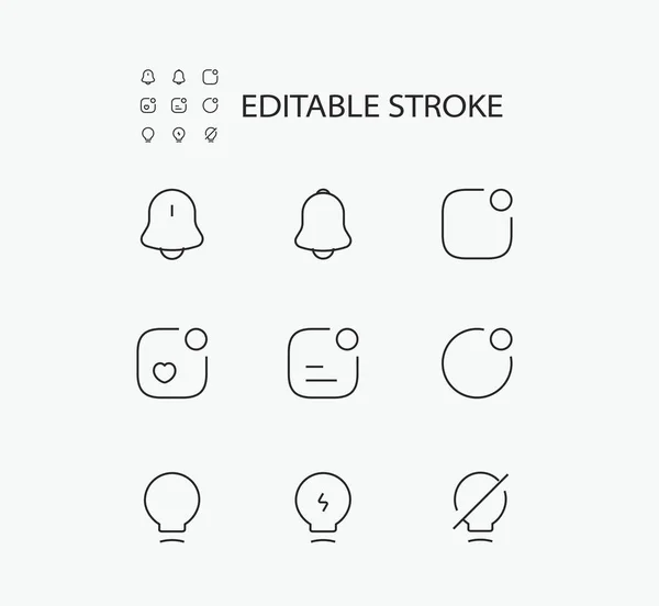 Simple Set Notifications Related Vector Line Icons Editable Stroke Contains — Stock Vector