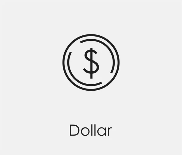 Dólar Icono Vector Símbolo Línea Estilo Arte Para Diseño Presentación — Vector de stock