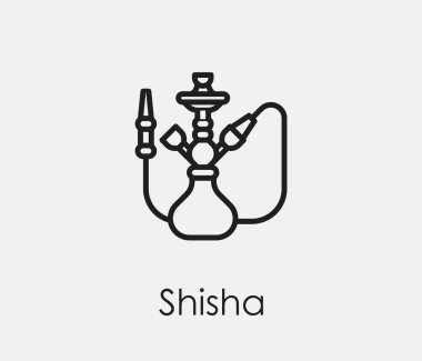 Shisha vektör simgesi. Çizgi Sanat Tasarım, Sunum, Web Sitesi veya Mobil Uygulamalar, Logo için Sembol. Shisha sembolü çizimi. Piksel vektör grafikleri - Vektör