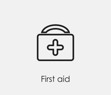 İlk yardım vektör simgesi. Çizgi Sanat Tasarım, Sunum, Web Sitesi veya Mobil Uygulamalar, Logo için Sembol. İlk yardım sembolü. Piksel vektör grafikleri - Vektör