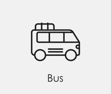 Otobüs vektör simgesi. Çizgi Sanat Tasarım, Sunum, Web Sitesi veya Mobil Uygulamalar, Logo için Sembol. Van sembolü çizimi. Piksel vektör grafikleri - Vektör