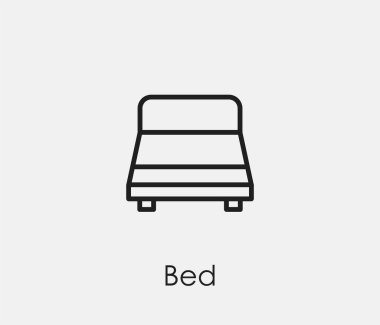 Yatak vektör simgesi. Çizgi Sanat Tasarım, Sunum, Web Sitesi veya Mobil Uygulamalar, Logo için Sembol. Yatak sembolü çizimi. Piksel vektör grafikleri - Vektör