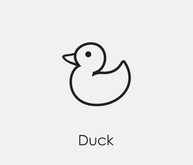 Ördek vektör simgesi. Çizgi Sanat Tasarım, Sunum, Web Sitesi veya Mobil Uygulamalar, Logo için Sembol. Ördek sembolü çizimi. Piksel vektör grafikleri - Vektör