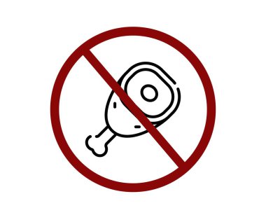 Jambon ikonu vektörü yok. Mobil konsept ve web tasarımı için doğrusal stil işareti. Jambon sembolü yok. Piksel vektör grafikleri - Vektör