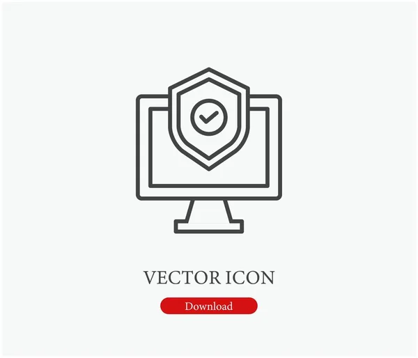 Icono Vector Escudo Símbolo Línea Estilo Arte Para Diseño Presentación — Vector de stock