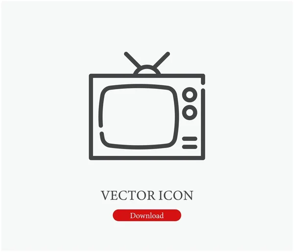 Icona Del Vettore Televisivo Simbolo Stile Line Art Elementi Design — Vettoriale Stock