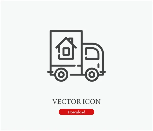 Icona Del Vettore Del Camion Simbolo Stile Line Art Elementi — Vettoriale Stock