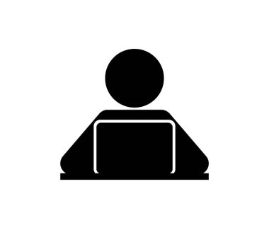 Bilgisayar çalışan vektör simgesi. Düzenlenebilir felç. Satır Sanat Biçimi Tasarım, Sunum, Web Sitesi veya Uygulama Elementleri Sembolü. Piksel vektör grafikleri - Vektör