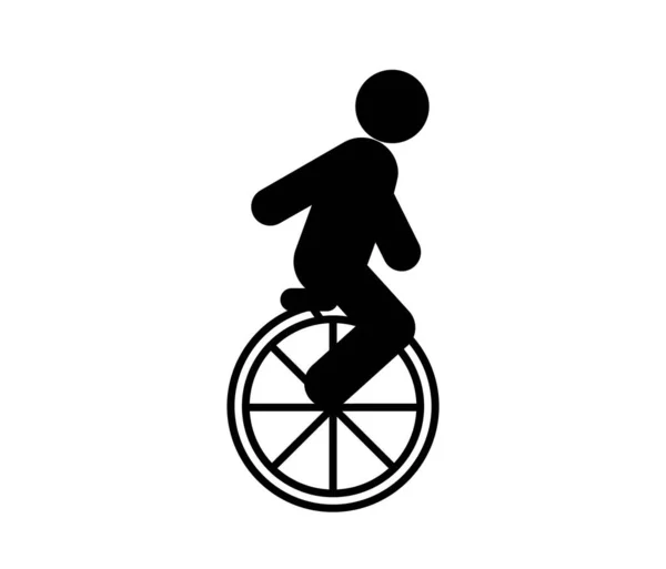 Uomo Ciclismo Icona Vettoriale Ictus Modificabile Simbolo Stile Line Art — Vettoriale Stock