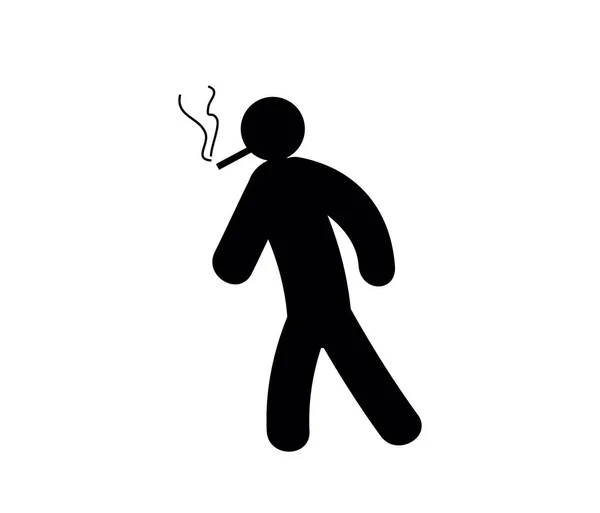 Hombre Caminando Fumar Icono Vector Derrame Cerebral Símbolo Línea Estilo — Archivo Imágenes Vectoriales