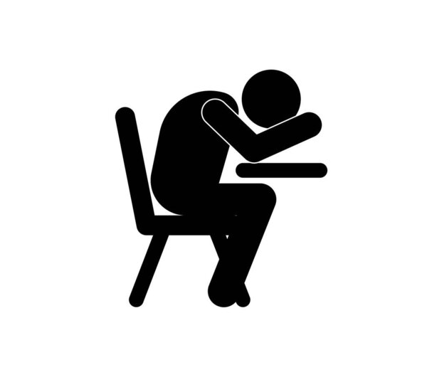Tired Student vector icon.  Editable stroke. Symbol in Line Art Style for Design, Presentation, Website or Apps Elements. Pixel vector graphics - Vector
