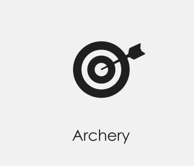 Okçuluk vektör simgesi. Çizgi Sanat Tasarım, Sunum, Web Sitesi veya Mobil Uygulamalar, Logo için Sembol. Resim sembolü çizimi. Piksel vektör grafikleri - Vektör