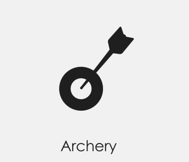 Okçuluk vektör simgesi. Çizgi Sanat Tasarım, Sunum, Web Sitesi veya Mobil Uygulamalar, Logo için Sembol. Resim sembolü çizimi. Piksel vektör grafikleri - Vektör