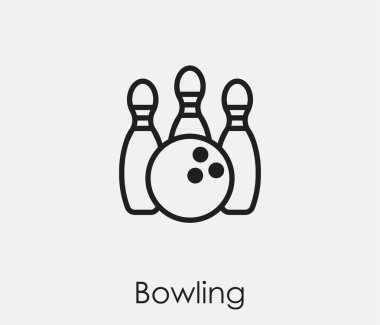 Bowling vektör simgesi. Çizgi Sanat Tasarım, Sunum, Web Sitesi veya Mobil Uygulamalar, Logo için Sembol. Resim sembolü çizimi. Piksel vektör grafikleri - Vektör