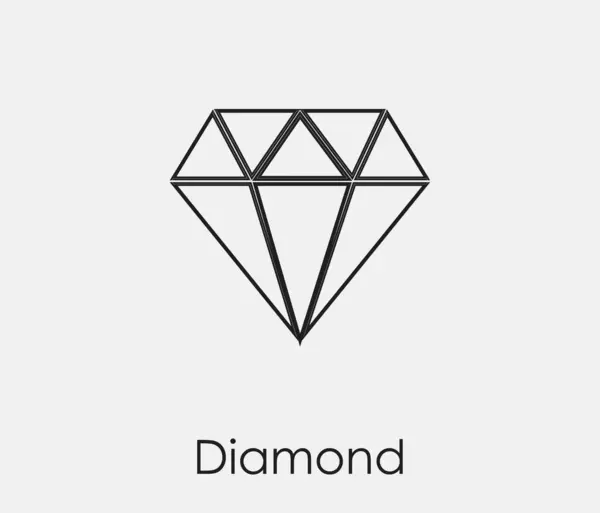 Ícone Vetor Diamante Símbolo Linha Art Style Design Apresentação Site — Vetor de Stock