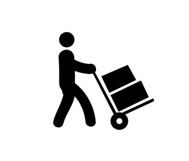 İşçi kutu vektör simgesi yüklüyor. Çizgi Sanat Tasarım, Sunum, Web Sitesi veya Mobil Uygulamalar, Logo için Sembol. Piksel vektör grafikleri - Vektör