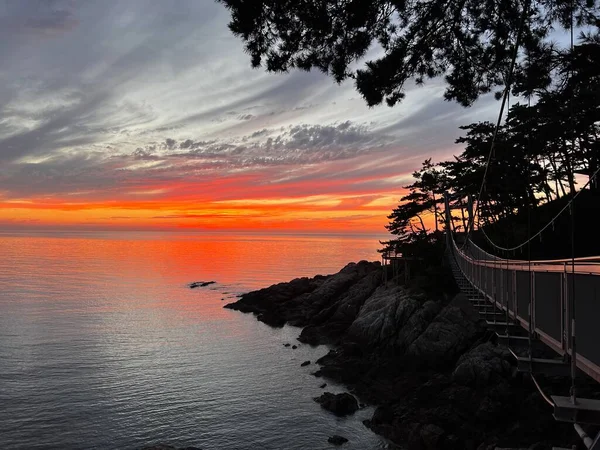 Sunset over the bridge.Mallipo beach Taean gun city South Korea