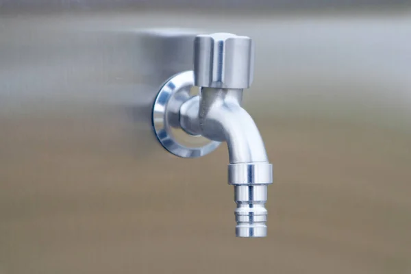 Steel Faucet Drop Steel Background — Stock Photo, Image