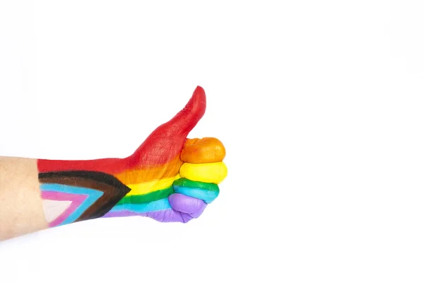 Lgbti Flag Rainbow Colored Hand — Stock Photo, Image