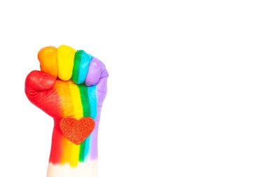 LGBT ve kırmızı kalbin gökkuşağı gurur bayrağı