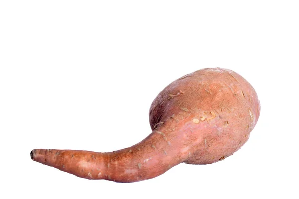 Een Zoete Aardappel Doormidden Gesneden Concept Van Geconsumeerd Voedsel Herfstmaanden — Stockfoto