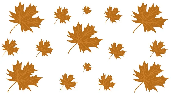 Ilustrace Hnědých Podzimních Listů Různých Velikostí Bílém Pozadí — Stock fotografie