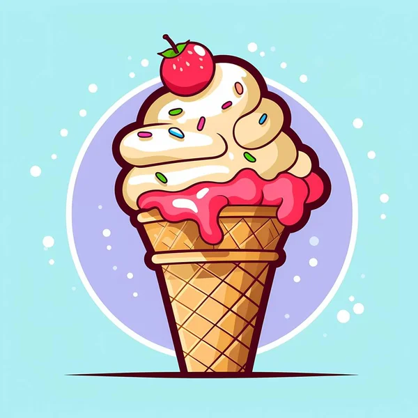 Фруктовое Мороженое Цветной Начинкой Вафельном Бокале — стоковый вектор