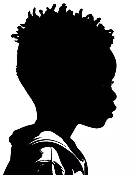 一个黑皮肤的孩子的黑色轮廓 — 图库矢量图片