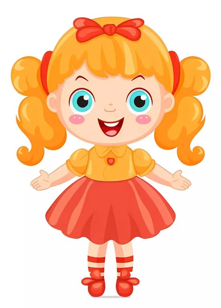 Boneca Bebé Num Vestido Vermelho Ilustração Vetorial Uma Menina —  Vetores de Stock