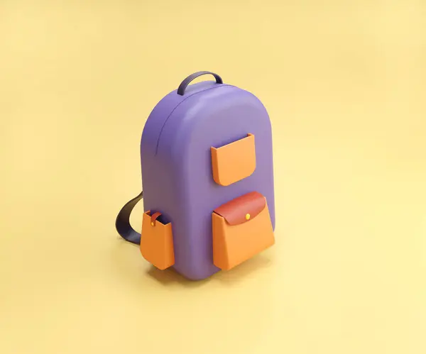 Purple school backpack on a yellow background