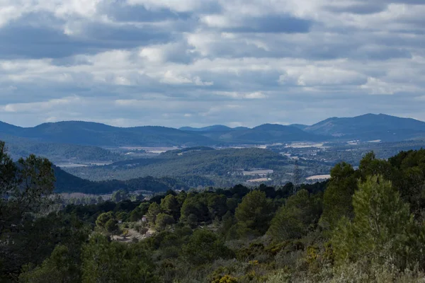 Landschaft Mit Dichten Wolken Der Sierra Mariola Spanien — Stockfoto