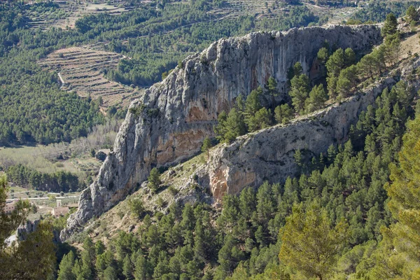 Formación Roca Vertical Castellar Alcoy España — Foto de Stock