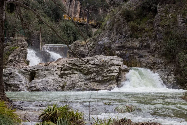 Cachoeiras Rochas Após Fortes Chuvas Pou Clar Onteniente Espanha — Fotografia de Stock
