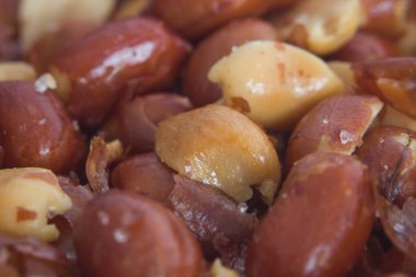 Kızarmış fıstık, derisi ve tuzu hazır.