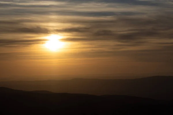 Sonnenuntergang Zen Stil Mit Bergen Bocairent Spanien — Stockfoto