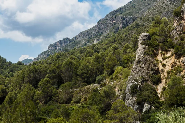 Landschaft Mit Wolken Wald Und Berg Serpis Flussgebiet Lorxa Spanien — Stockfoto