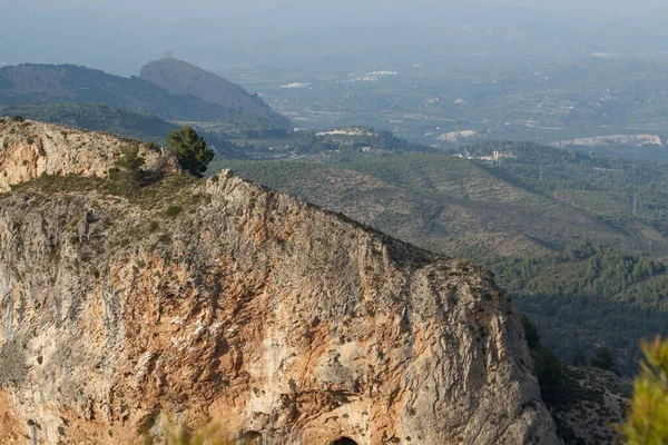 Krajobraz Szczytem Pic Les Aguiles Doliną Cocentaina Alt Les Pedreres — Zdjęcie stockowe
