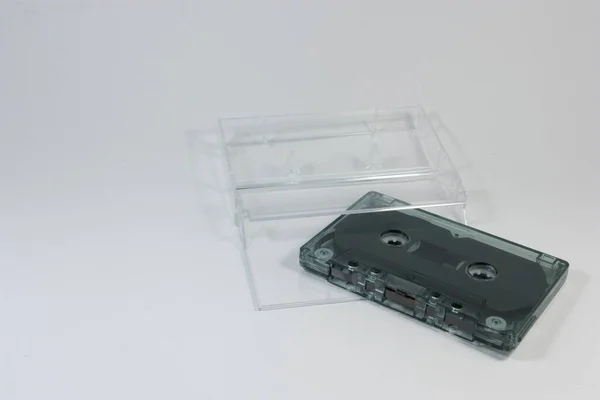 stock image cassette tape and box on white background