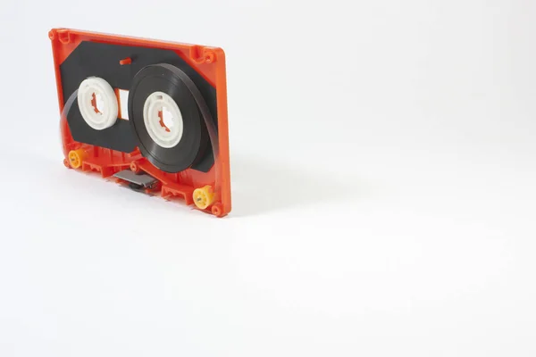 Delen Van Cassette Tape Witte Achtergrond — Stockfoto