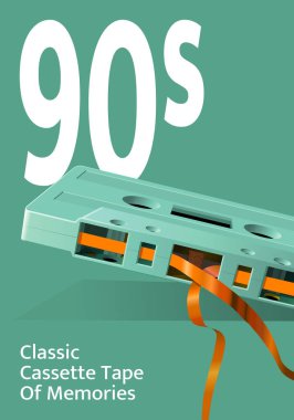 90 'ların klasik kaset kasedi. Anılar için poster klasik tasarımı.