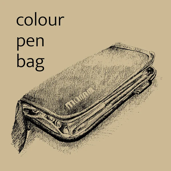 Χρώμα Τσάντα Στυλό Σκίτσο Στυλ Μολύβι — Φωτογραφία Αρχείου
