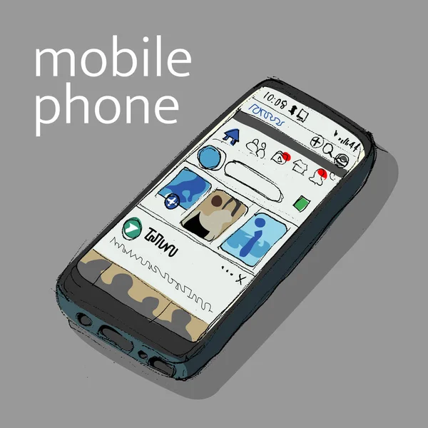 Стиль Малювання Мобільних Телефонів Ескіз Олівця — стокове фото