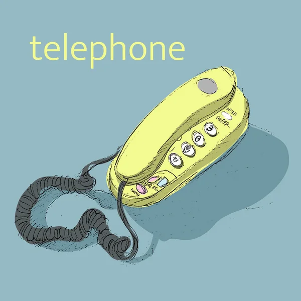 Telefon Gul Färg Ritning Skiss — Stock vektor