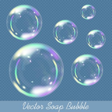 High-Detail Colored Soap Bubbles Vector for Large Format Printing clipart